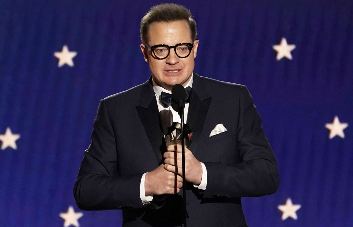 Brendan Fraser accepts the award for best actor for his role in "The Whale"